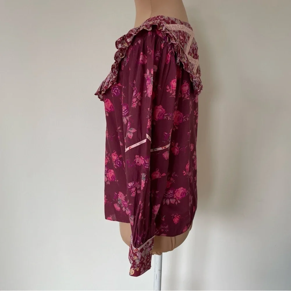 LoveShackFancy X REVOLVE Morrison Spiced Apple Red Cottagecore Peasant Top NWT M
